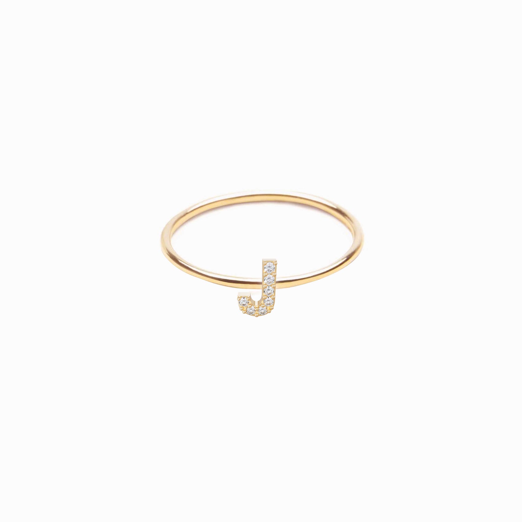 J Line Initial Letter Pavé Lab Diamond Ring 14K Gold