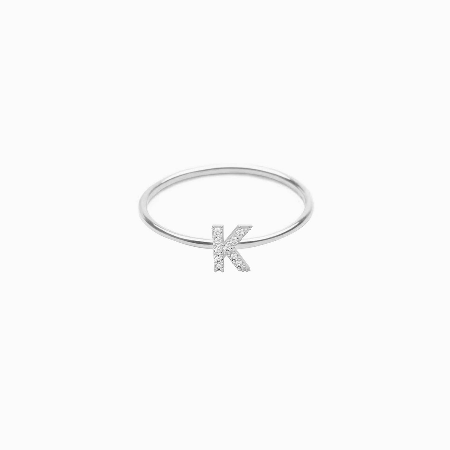 K Line Initial Letter Lab Diamond Ring Sterling Silver