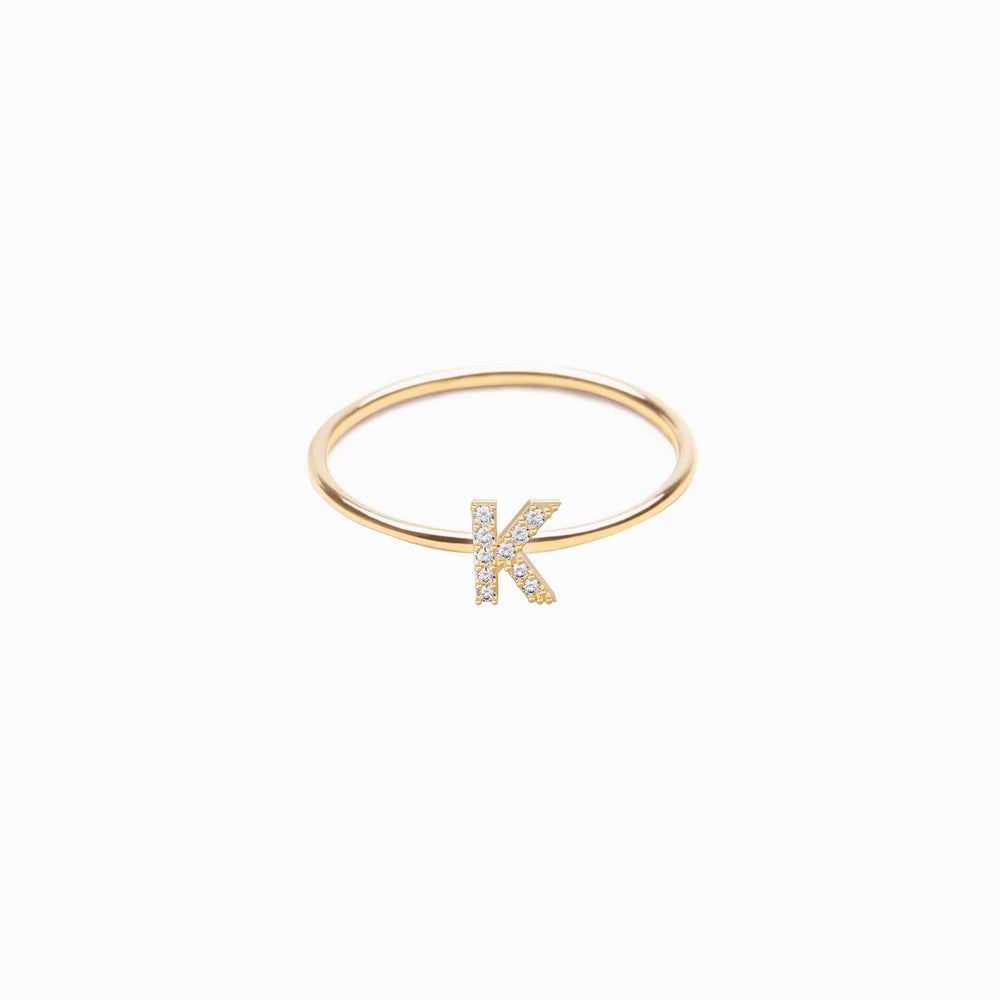 K Line Initial Letter Diamond Gold Ring