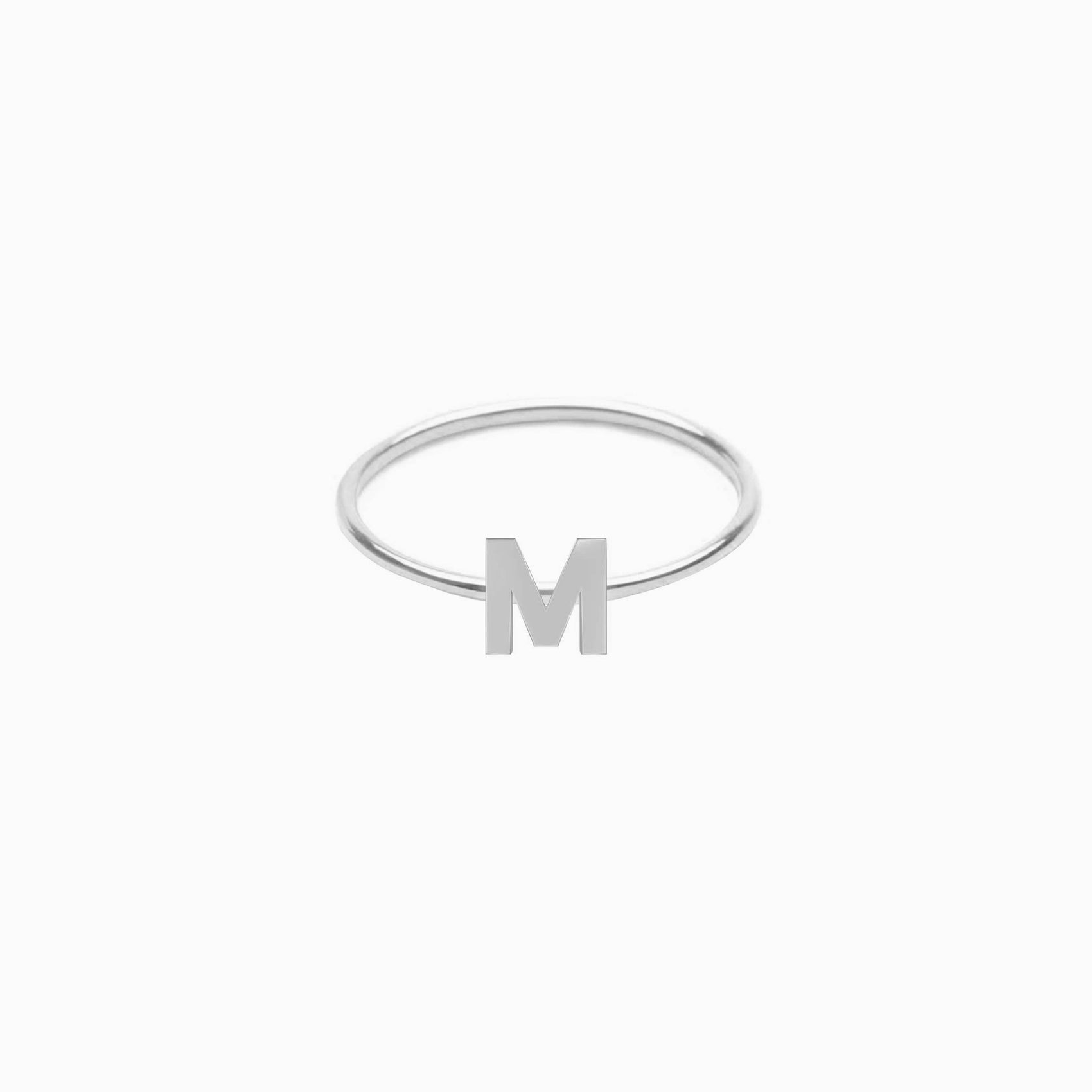 M Initial Letter Line Ring Sterling Silver