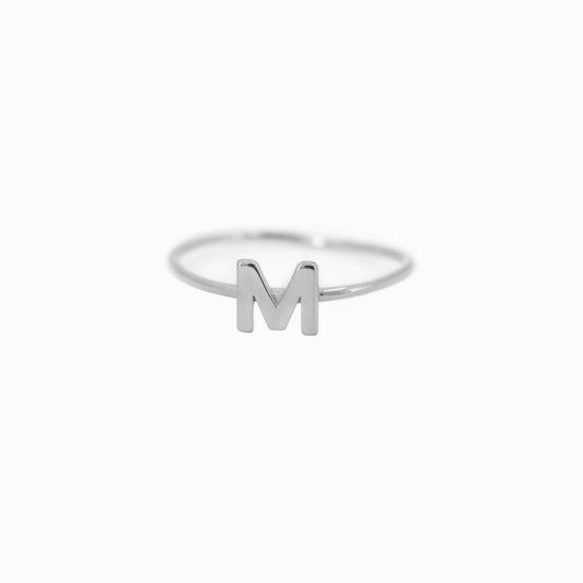 M Initial Letter Line Ring Sterling Silver