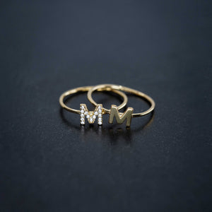 
          
          Load image into Gallery viewer, M Line Initial Letter Diamond Ring 14K Gold
          
          