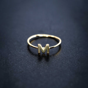
          
          Load image into Gallery viewer, M Initial Letter Line Gold Ring
          
          