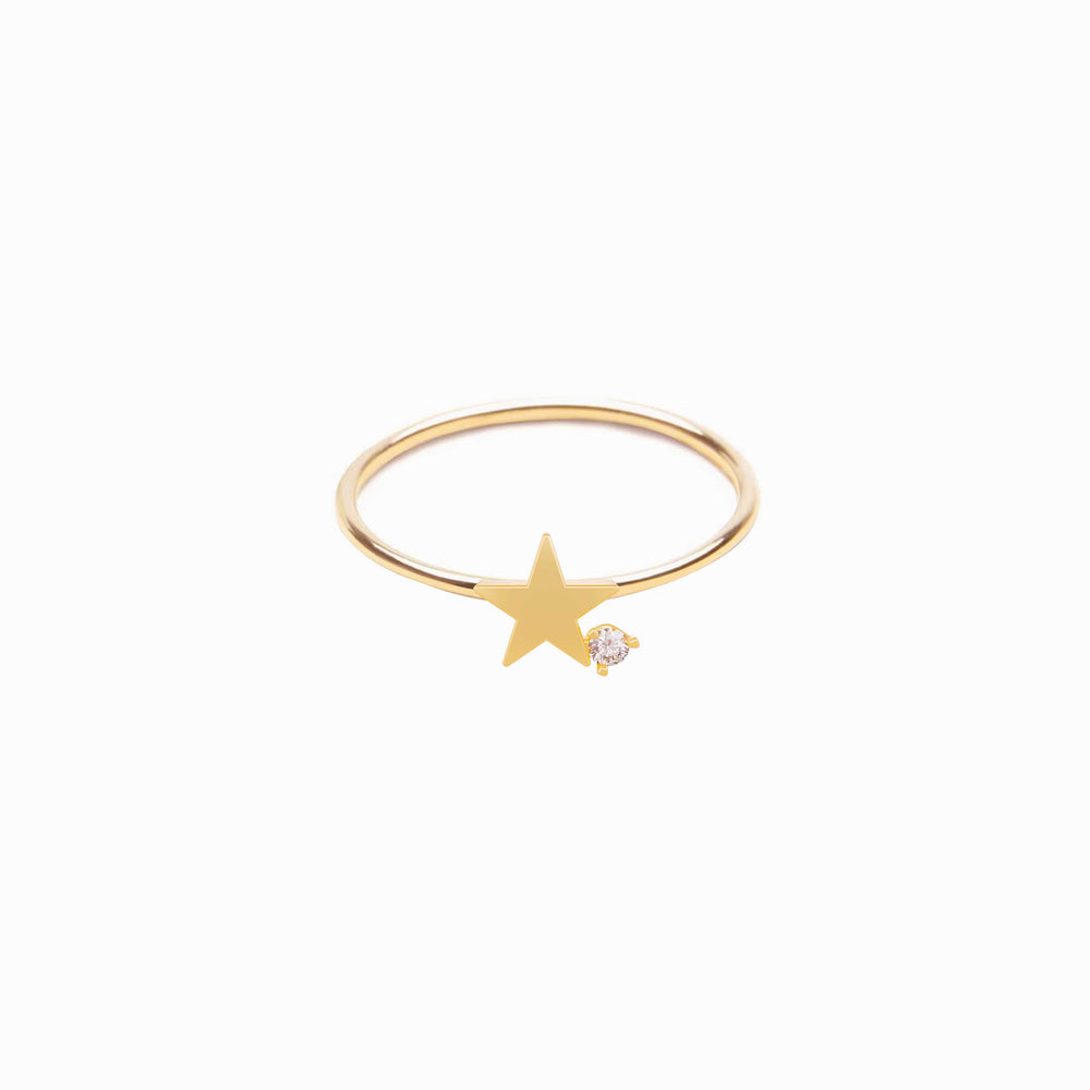Star One Diamond Solid Gold Ring