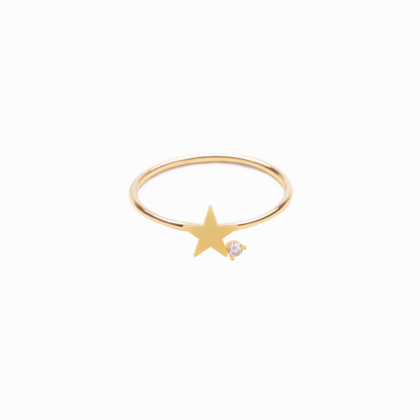 Star One Diamond Solid Gold Ring