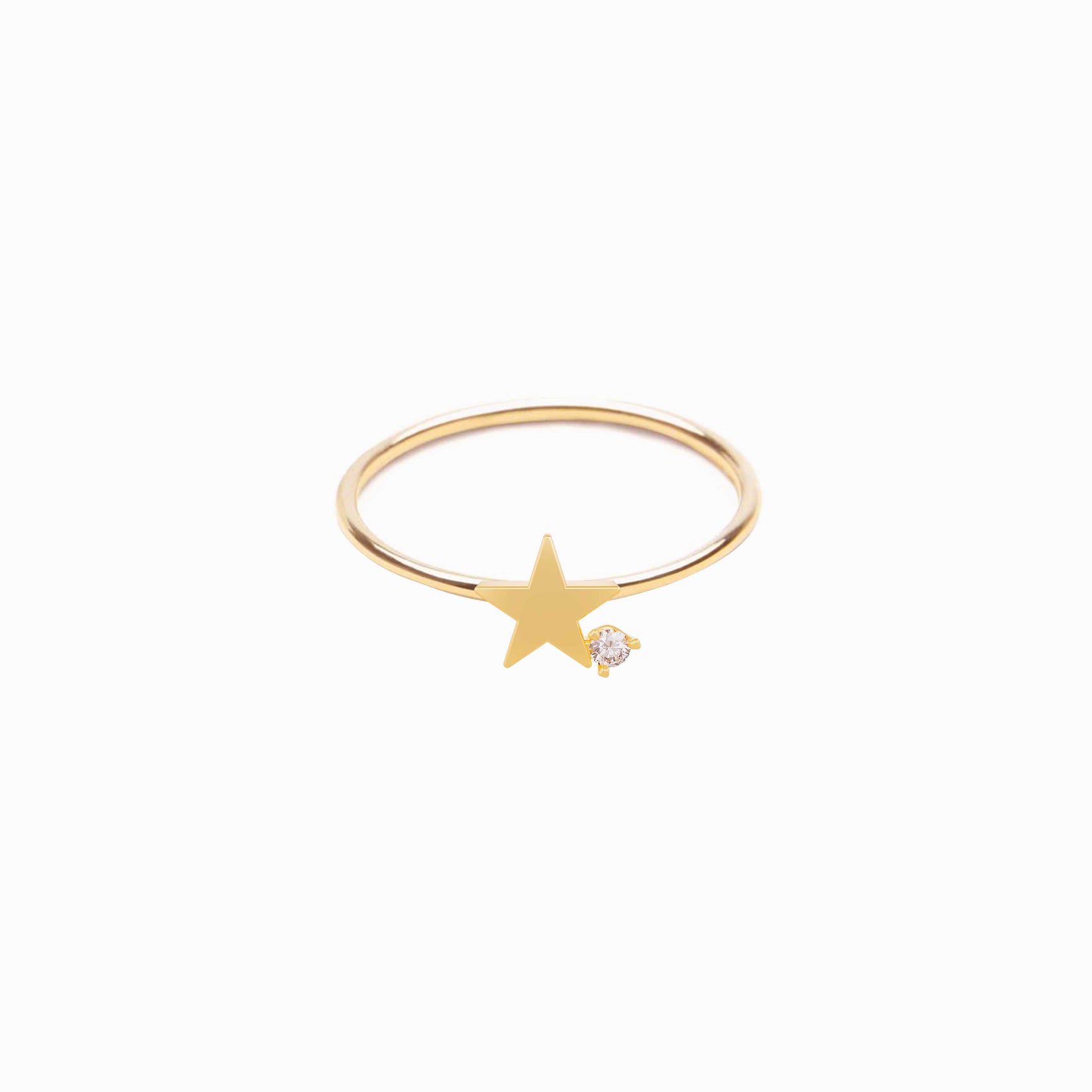 Star One Diamond Solid Gold Ring