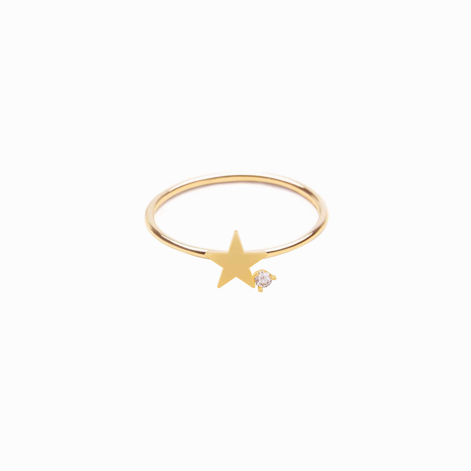 Star One Diamond Solid Gold Ring