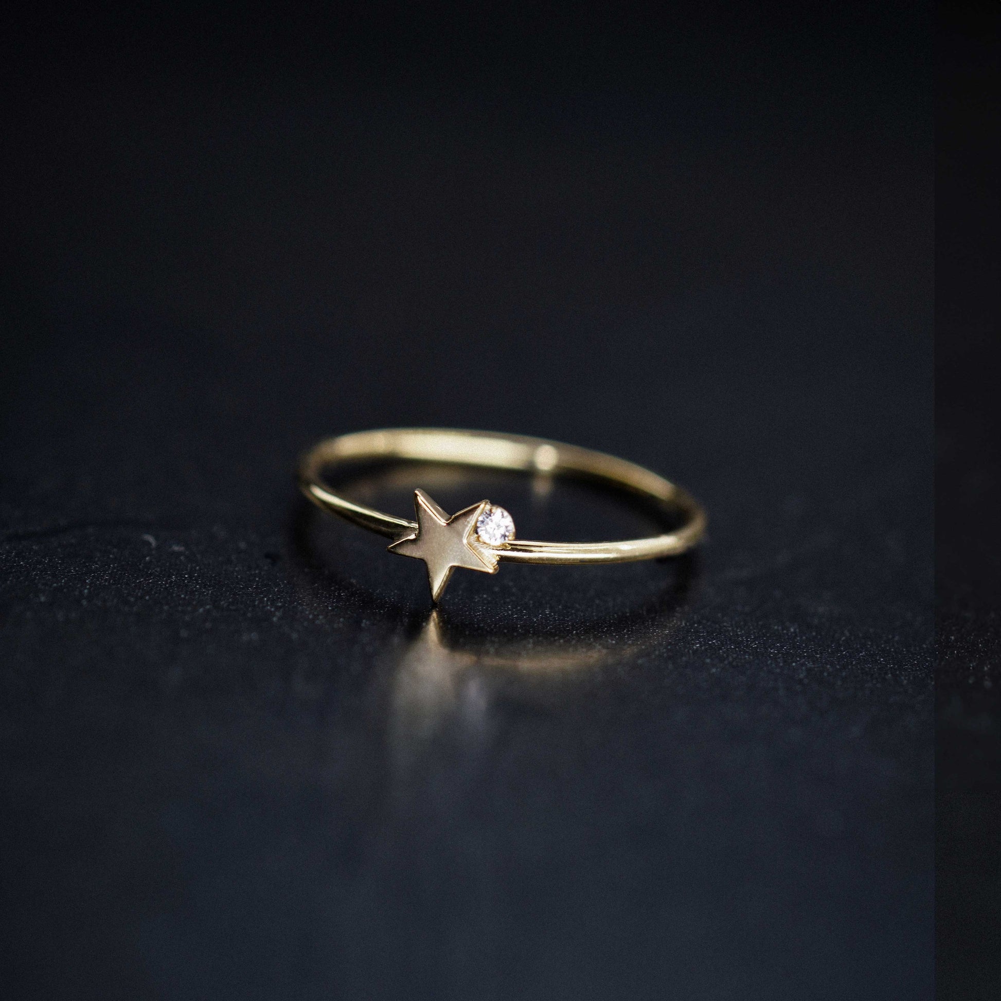 Star One Diamond Solid Gold Ring