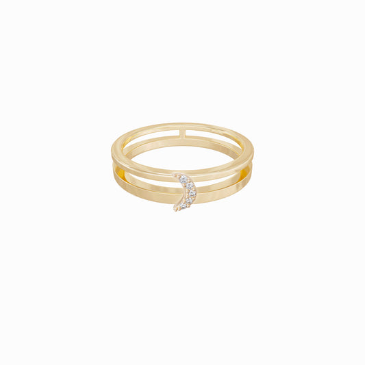 Crescent Moon Diamond Gold Ring