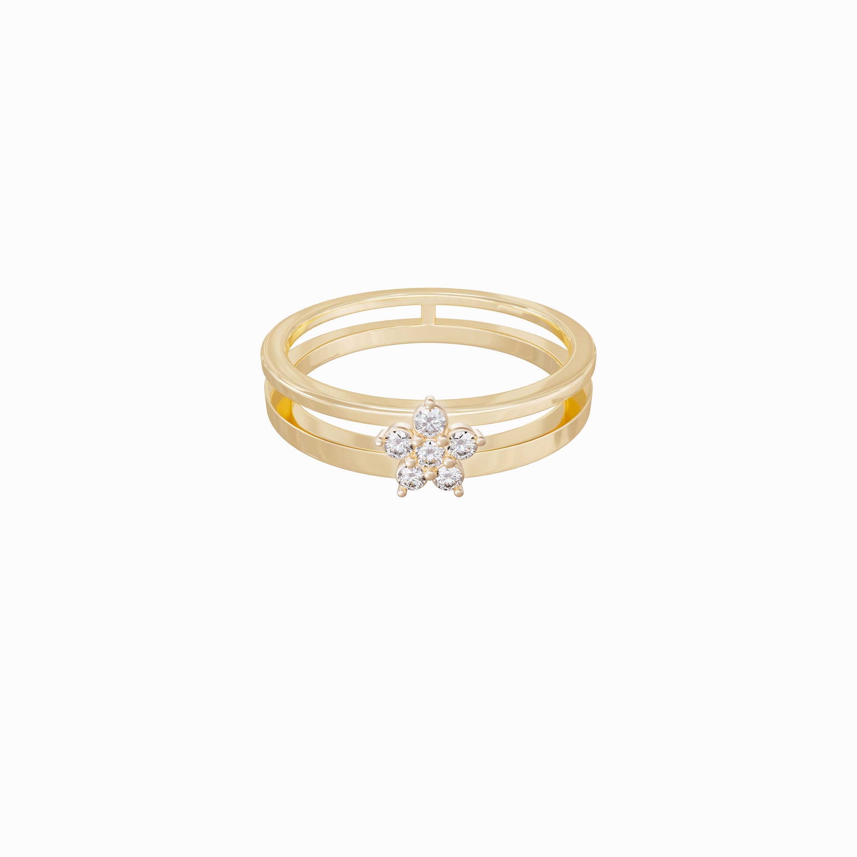 Flower Pavé Lab Diamond Ring 14K Gold