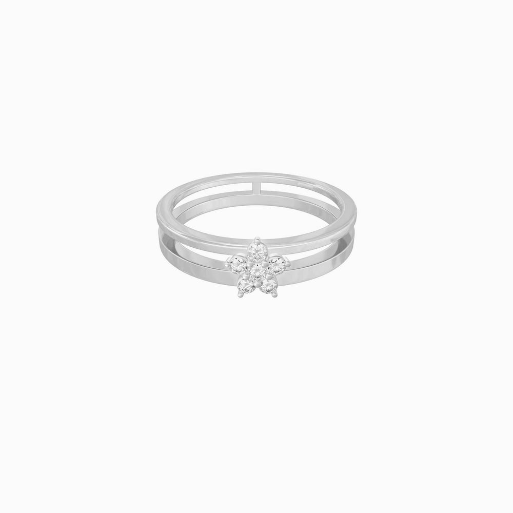 Flower Pavé Lab Diamond Ring Sterling Silver