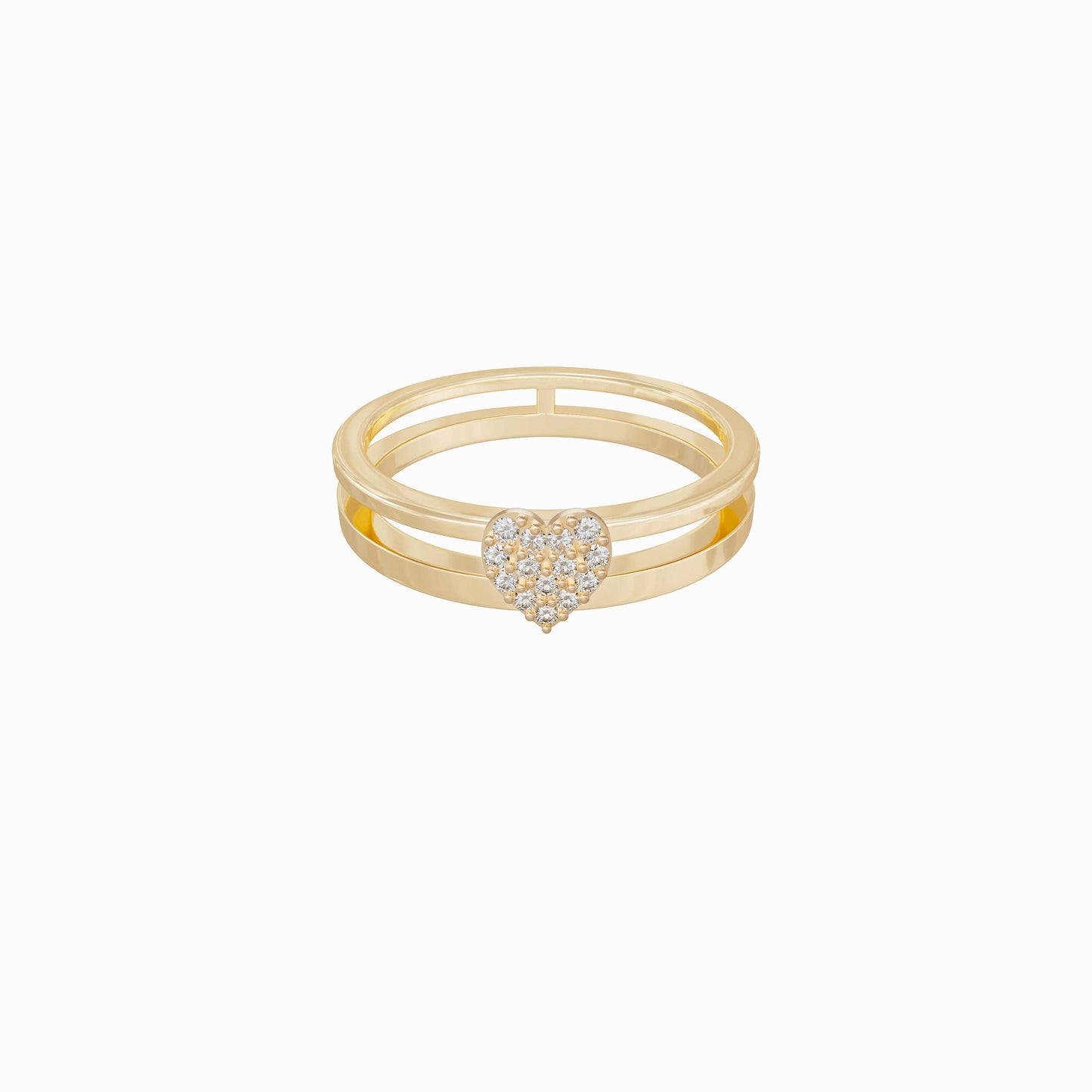 Heart Pavé Diamond Ring 14K Gold