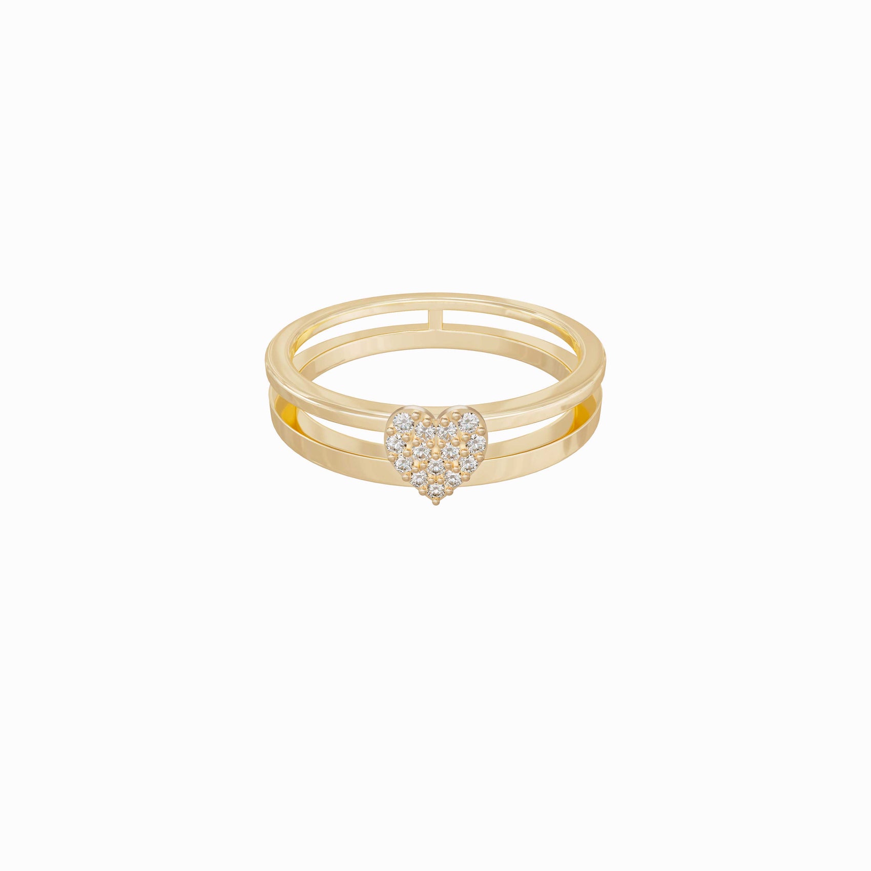 Heart Pavé Lab Diamond Ring 14K Gold