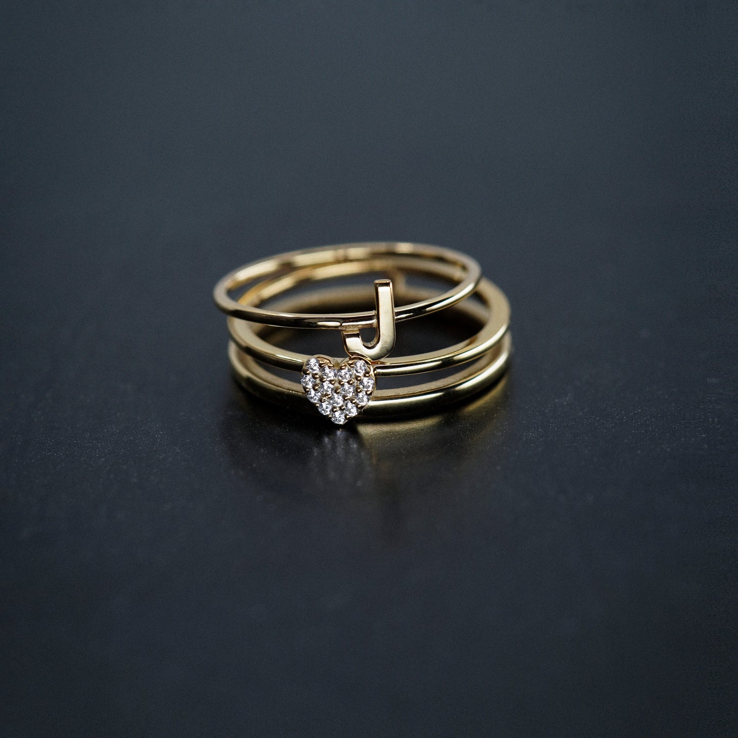 Heart Line Pavé Diamond Ring Sterling Silver
