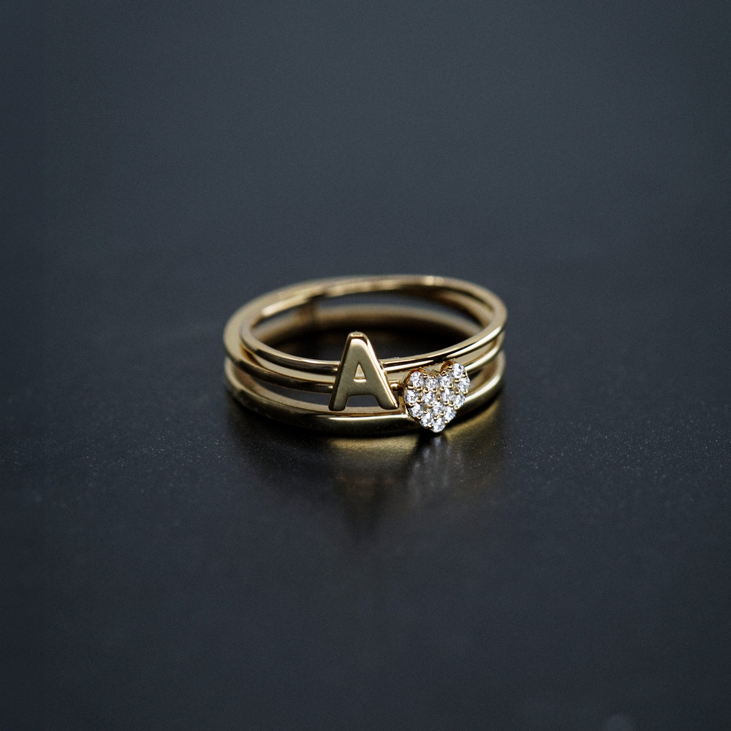 Heart Diamond Solid Gold Ring