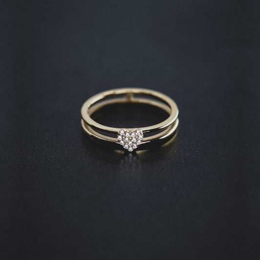 Heart Pavé Lab Diamond Ring 14K Gold