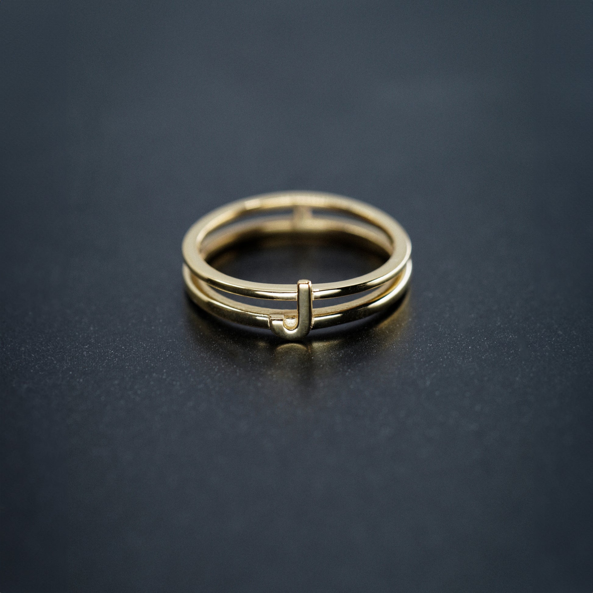 J Initial Letter Gold Ring