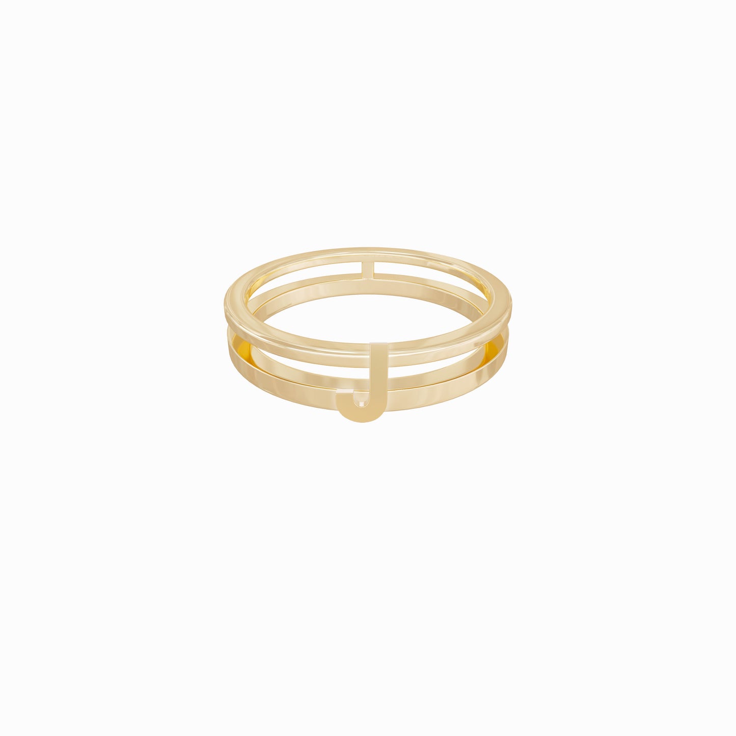 J Initial Letter Ring 14K Gold