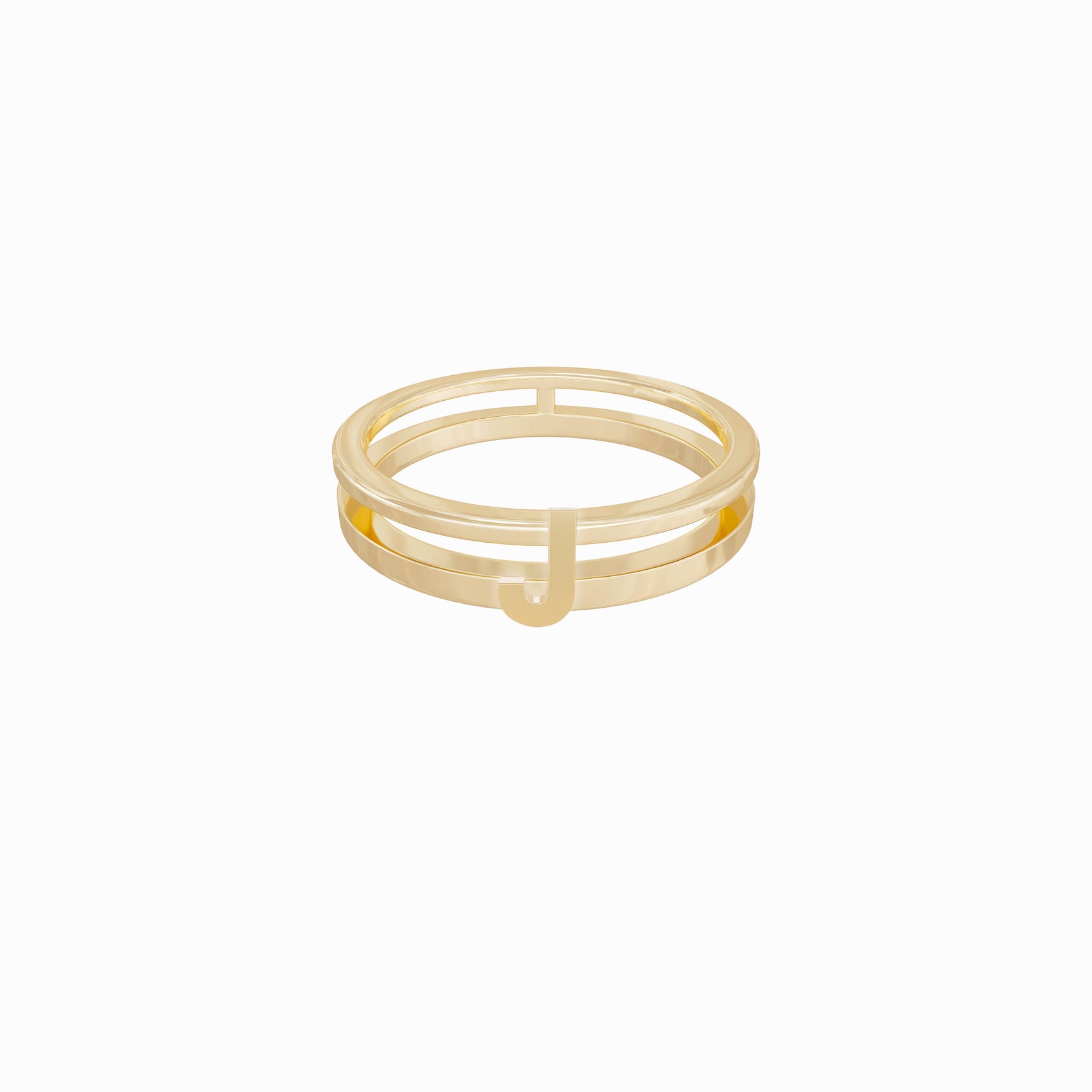 J Initial Letter Ring 14K Gold