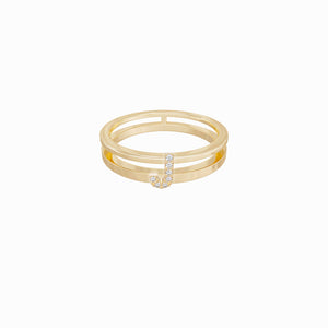 
          
          Load image into Gallery viewer, J Initial Letter Diamond Gold Ring
          
          