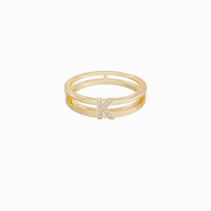 
          
          Load image into Gallery viewer, K Initial Letter Diamond Ring 14K Gold
          
          