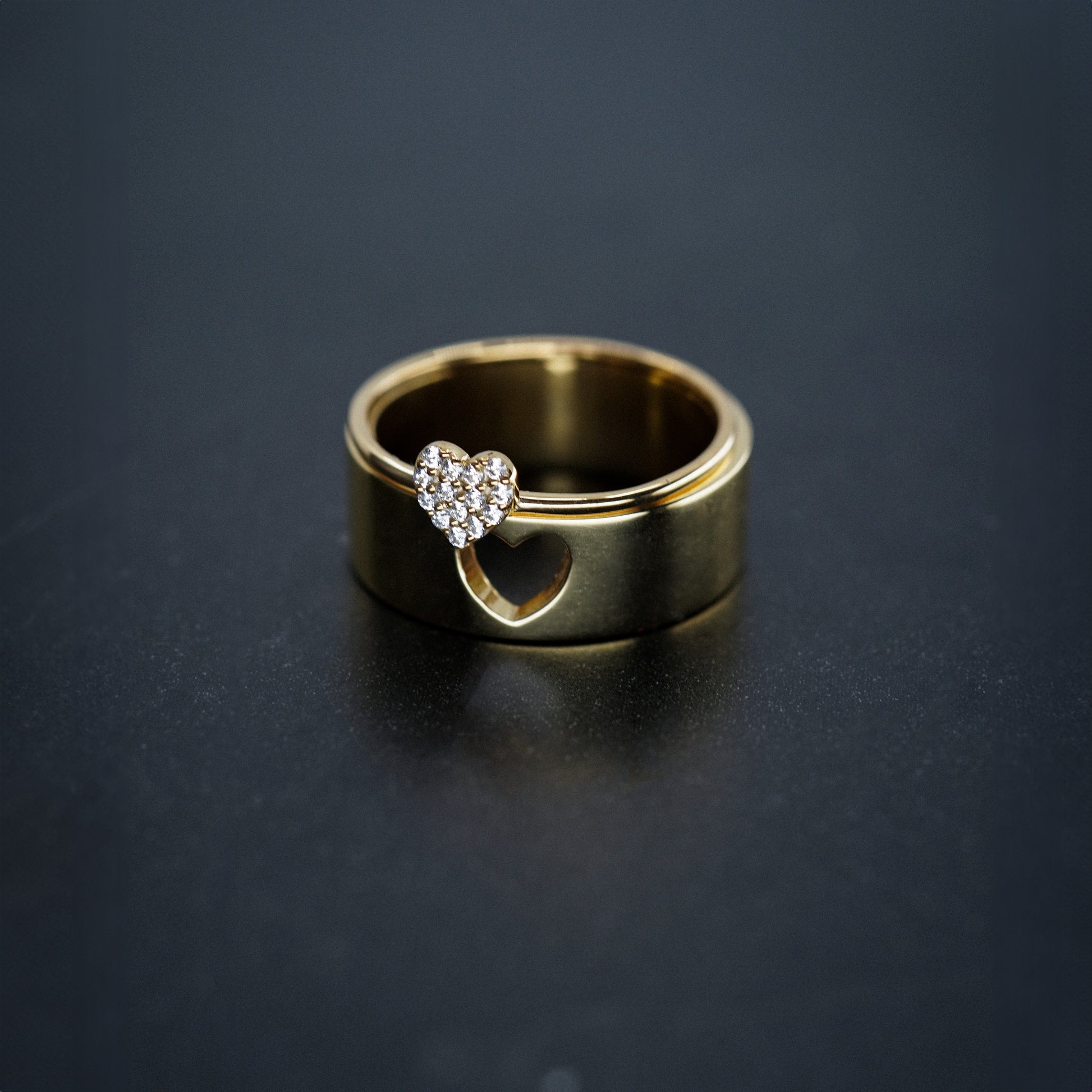 Heart Cut Out Solid Gold Ring