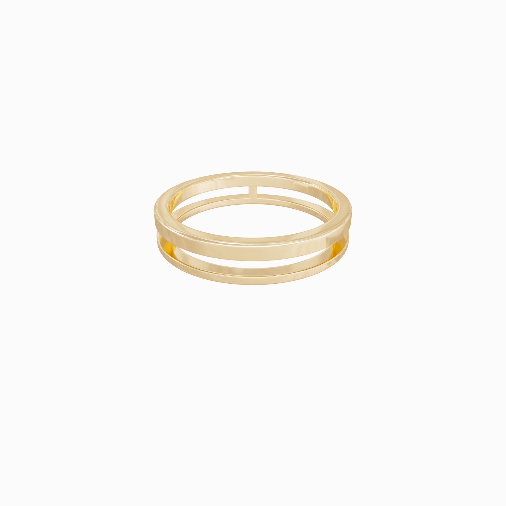 GIA Diamond Round Diamond Double Line Ring Gold