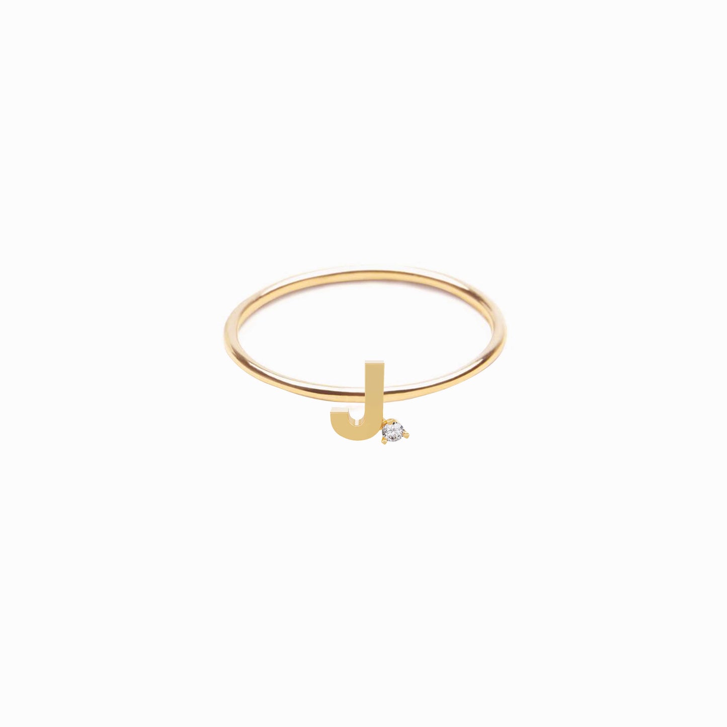 J Line Initial Letter One Lab Diamond Ring 14K Gold
