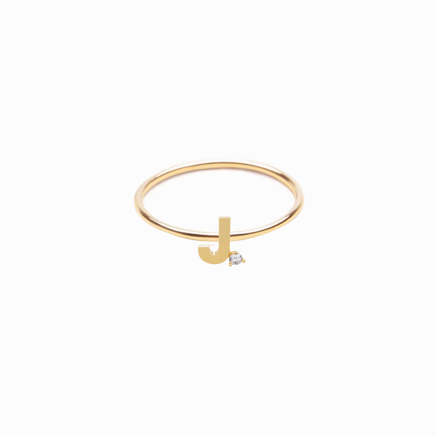 J Line Initial Letter One Pavé Diamond Ring 14K Gold