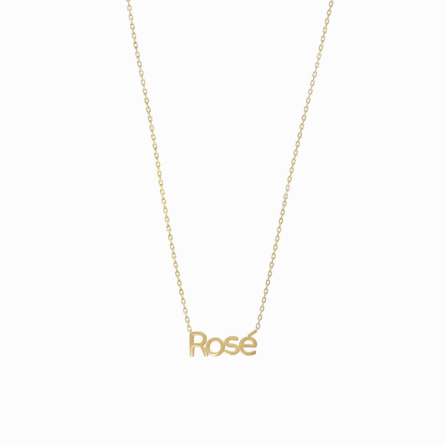 Rose Custom Word Necklace in 14K Solid Gold – Personalized Name Jewelry Gift