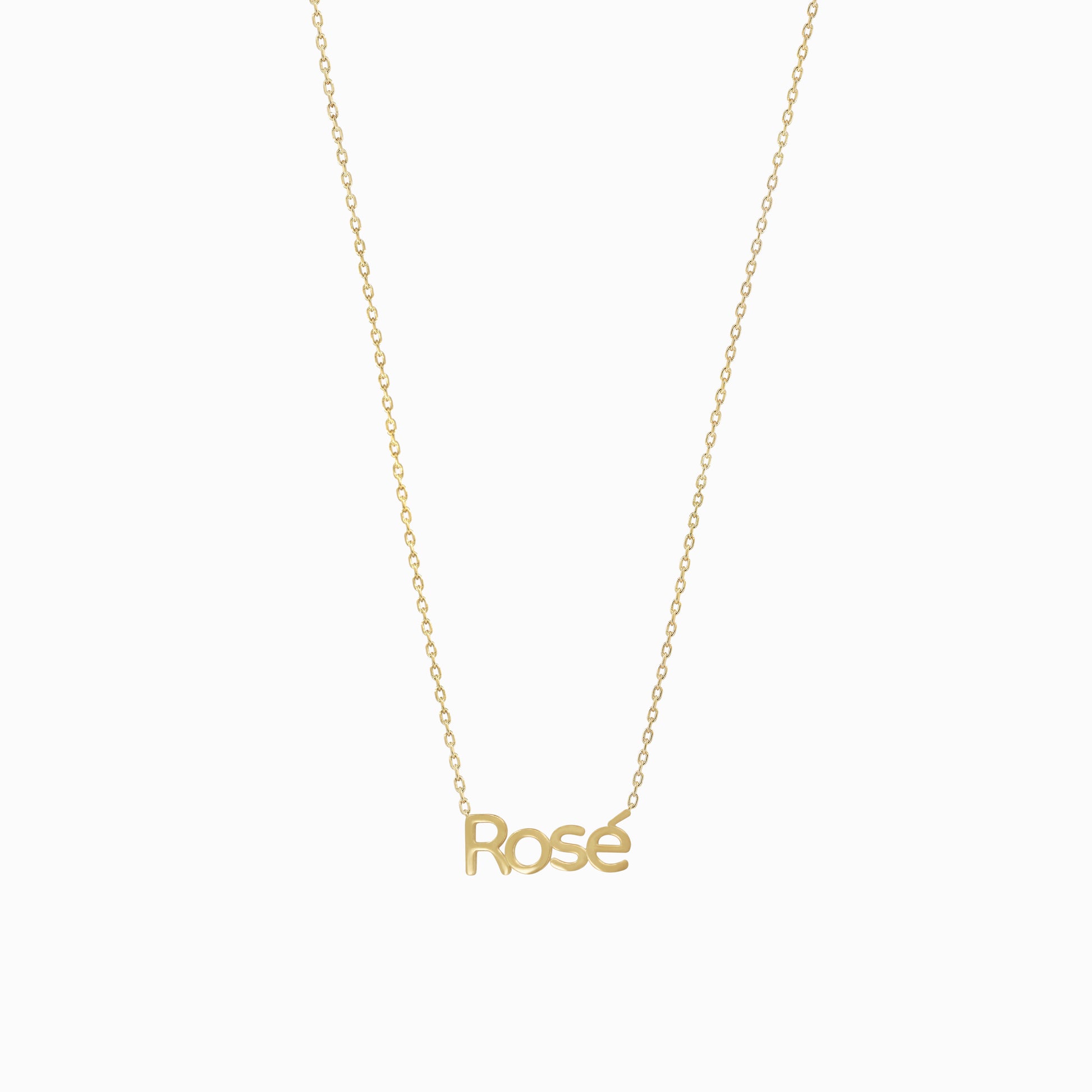 Rose Custom Word Necklace in 14K Solid Gold – Personalized Name Jewelry Gift