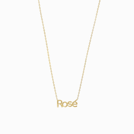 Rose Custom Word Necklace in 14K Solid Gold – Personalized Name Jewelry Gift