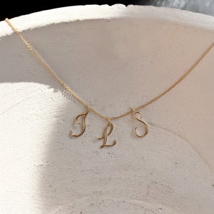 
          
          Load image into Gallery viewer, Script Initial Letter 14K Solid Gold Necklace
          
          