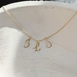 
          
          Load image into Gallery viewer, Script Initial Letter 14K Solid Gold Necklace
          
          