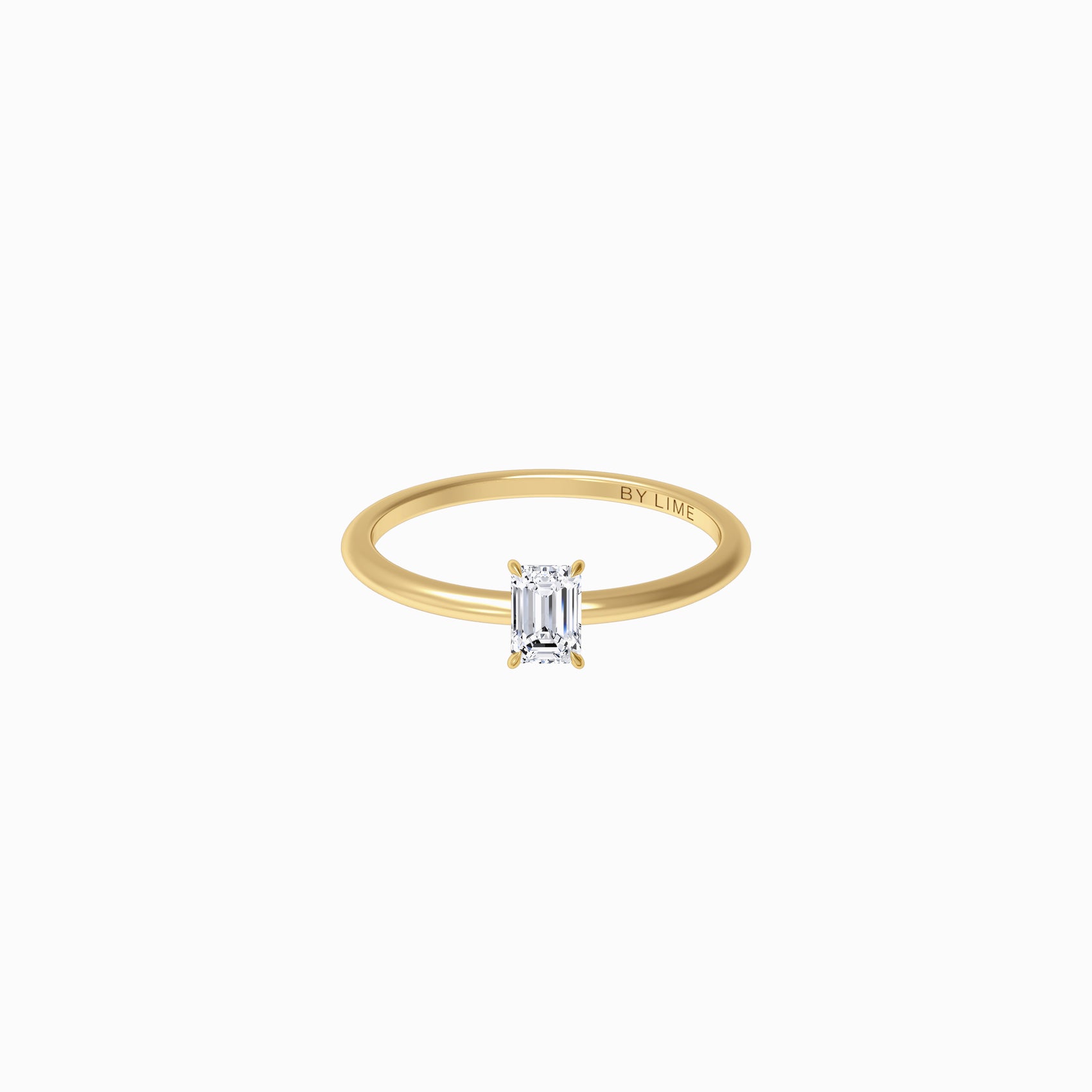 GIA Diamond Emerald Soft Line Diamond Ring Gold