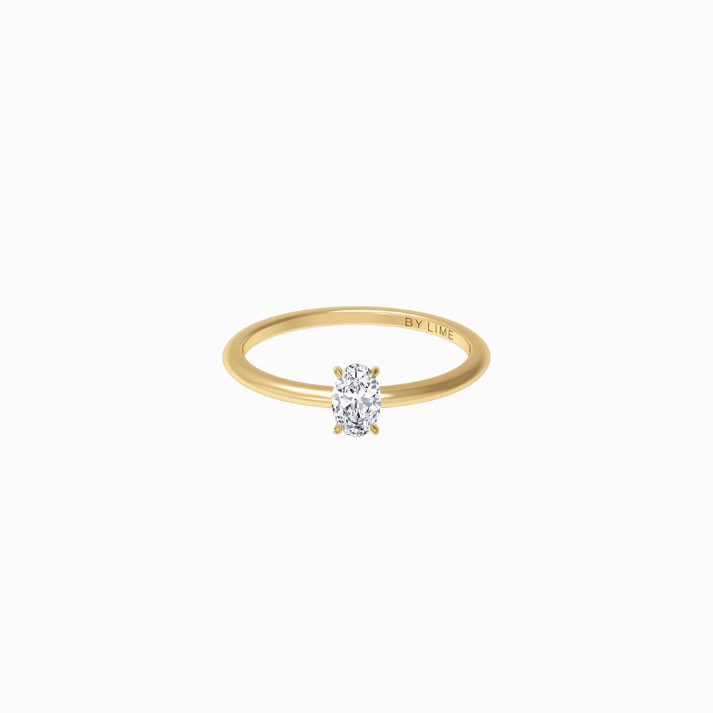 Moissanite Oval Soft Line Diamond Ring Gold