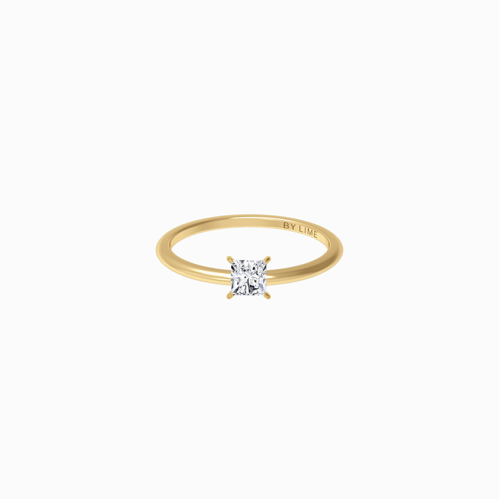 Moissanite Princess Soft Line Diamond Ring Gold