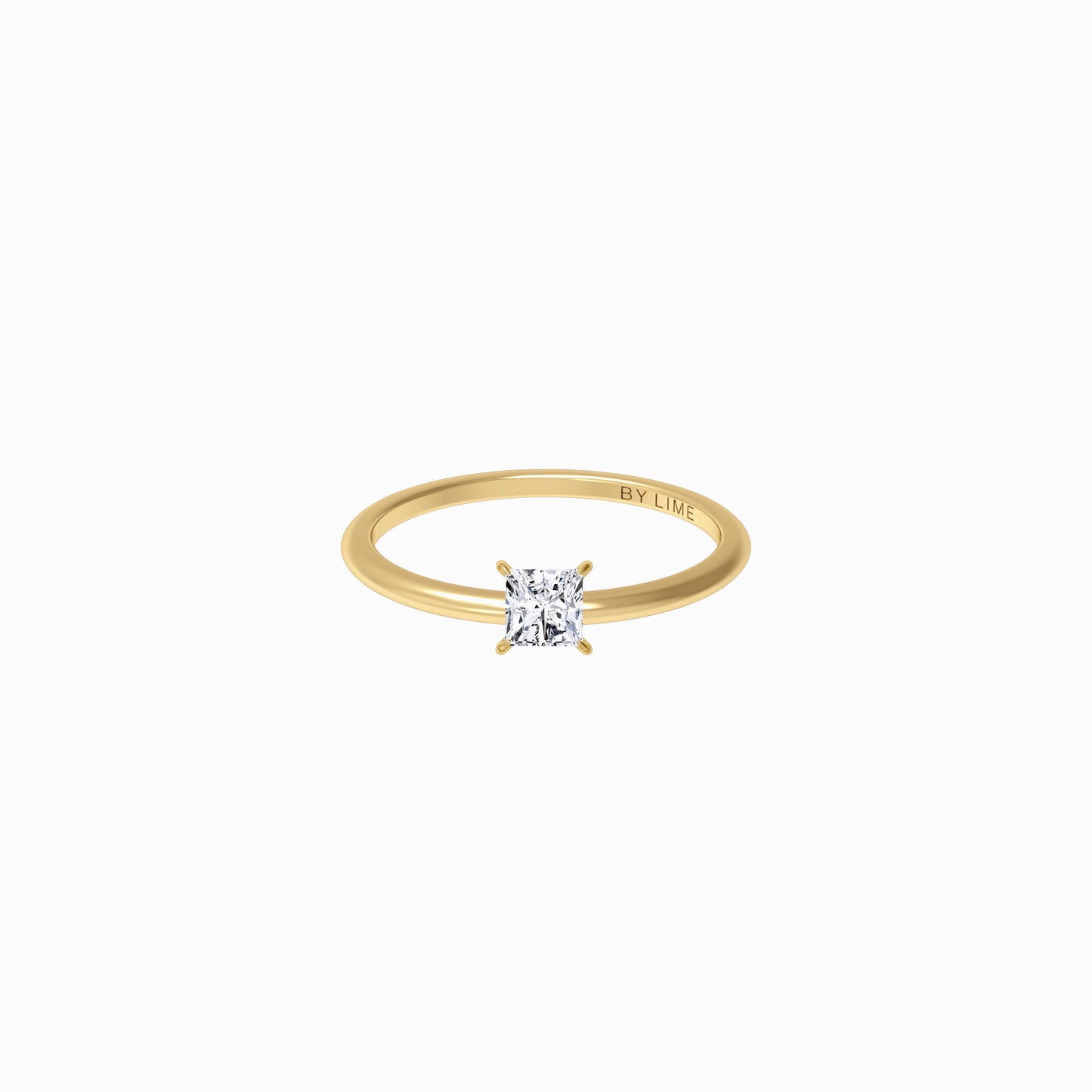 Princess Lab Diamond Soft Line Ring Gold