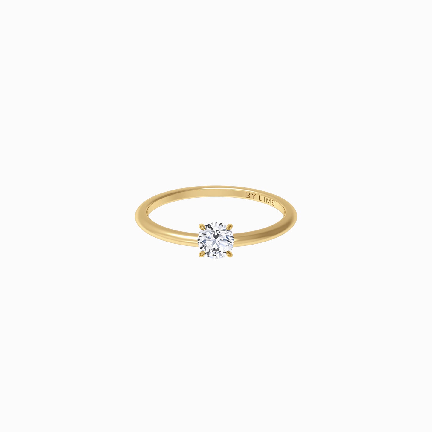 Round Lab Created Diamond Soft Line Ring Gold In Stock