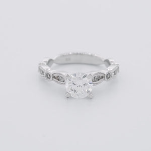 
          
          Load and play video in Gallery viewer, Rika Moissanite Round Pave Natural Diamonds 18k White Gold Ring In Stock
          
          