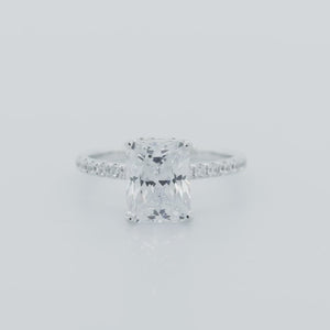 
          
          Load and play video in Gallery viewer, Elina Moissanite Radiant Pave Natural Diamonds 18k White Gold Ring In Stock
          
          