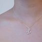 L Script Initial Letter Pavé Lab Diamond Necklace 14K Gold