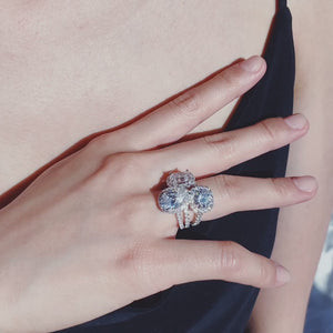 
          
          Load and play video in Gallery viewer, Nelia Moissanite Round Halo Pave Natural Diamonds Ring
          
          