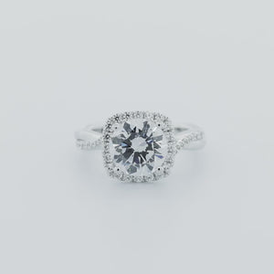 
          
          Load and play video in Gallery viewer, Teana Moissanite Round Halo Pave Natural Diamonds Ring
          
          