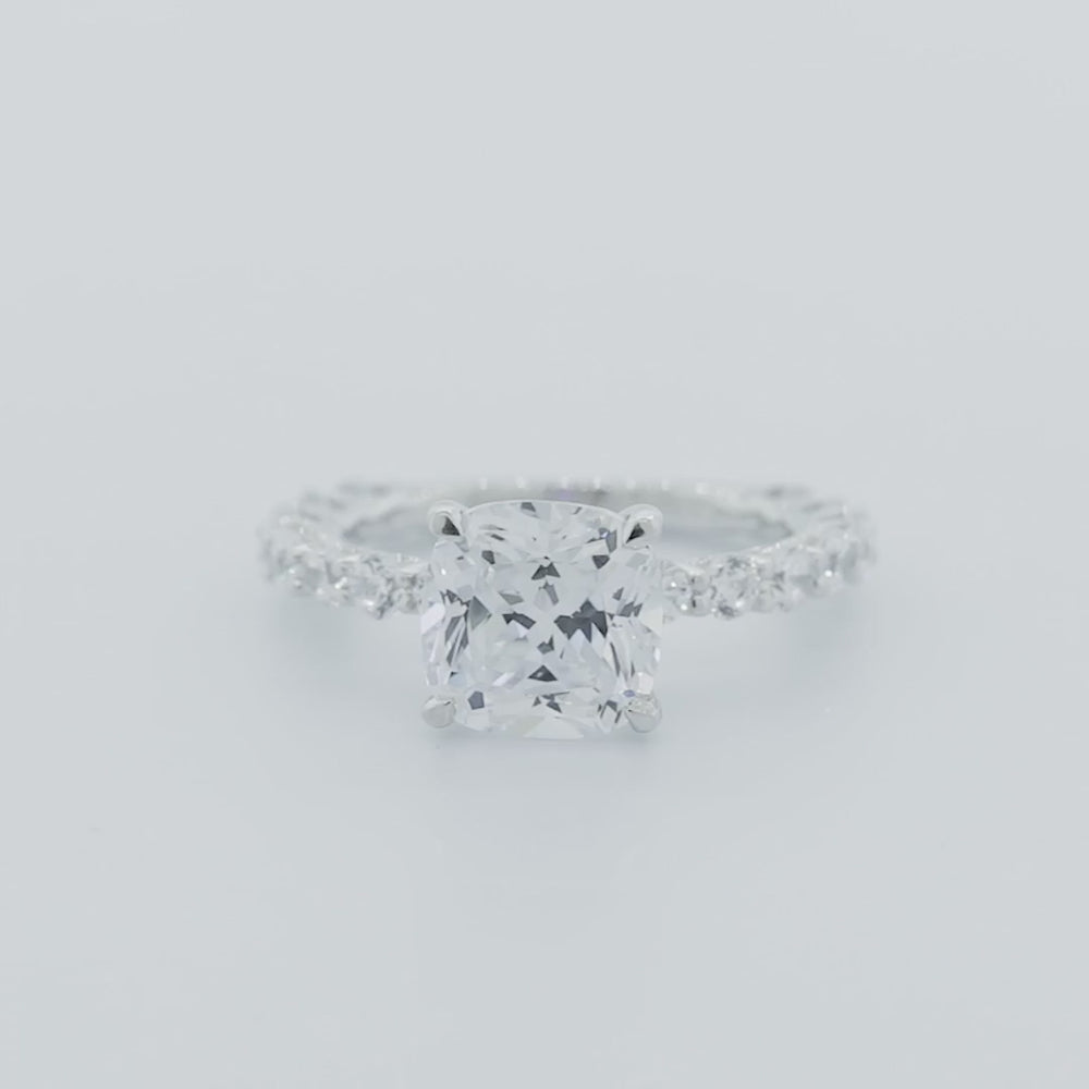 
          
          Load and play video in Gallery viewer, Angel Moissanite Cushion Pave Natural Diamonds Ring
          
          