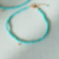 J Initial Letter Pavé Lab Diamond Turquoise Bead Bracelet 14K Solid Gold