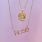 Rose Flower Pendant Necklace 14K Gold