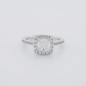 
          
          Load and play video in Gallery viewer, Nadia Moissanite Cushion Halo Pave Natural Diamonds Rose Gold Ring
          
          