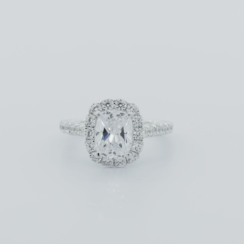 
          
          Load and play video in Gallery viewer, Naroza Moissanite Cushion Halo Pave Natural Diamonds Ring
          
          