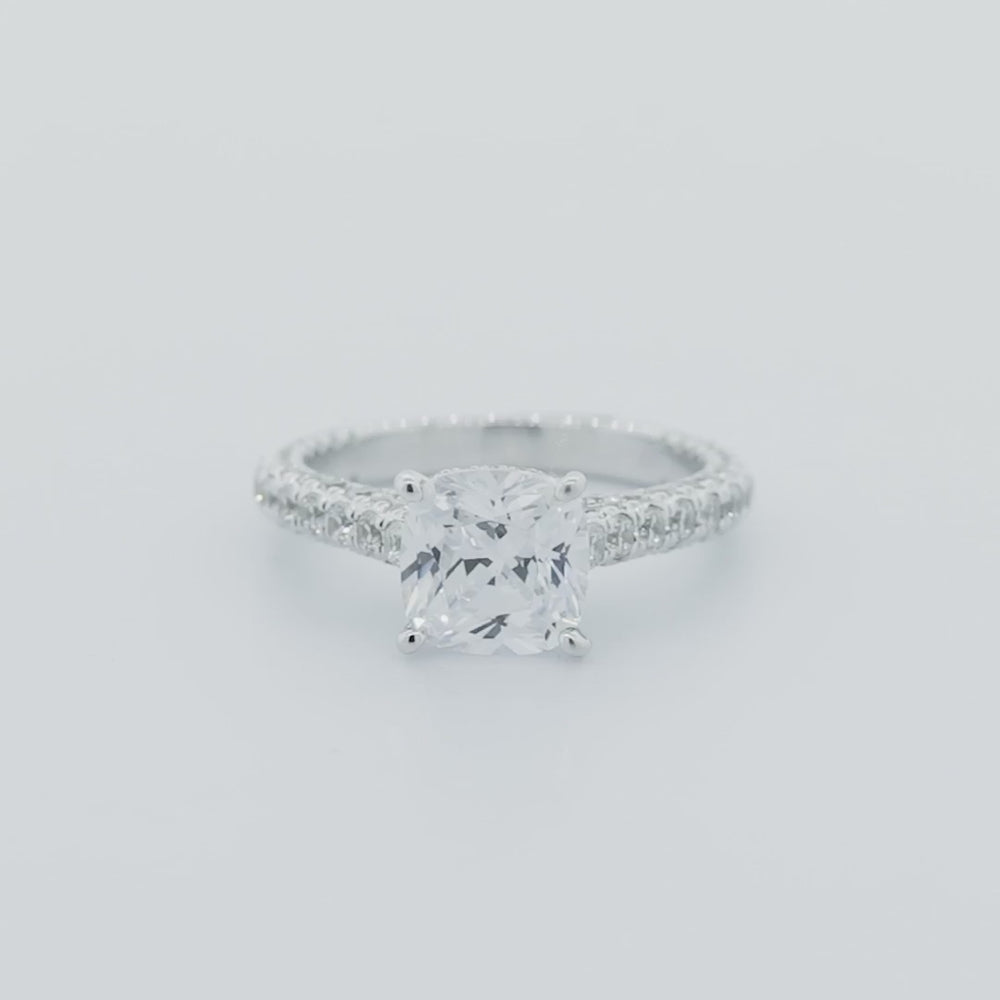 
          
          Load and play video in Gallery viewer, Nina Moissanite Cushion Pave Natural Diamonds Ring
          
          